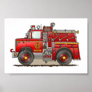 Affiche Fire Pumper Rescue Truck