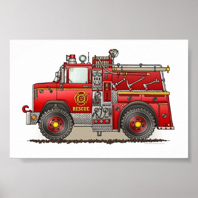 Affiche Fire Pumper Rescue Truck (Devant)