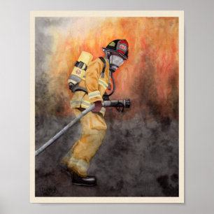 Affiche Firefighter Art Imprimer adapté à la structure Mir