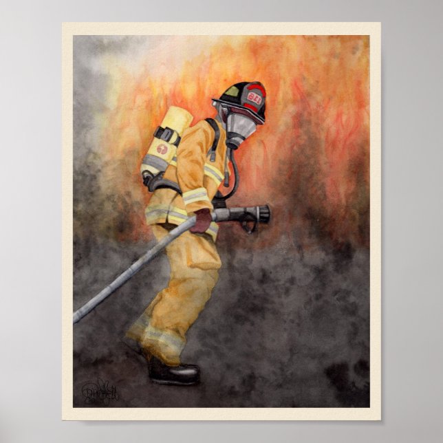 Affiche Firefighter Art Imprimer adapté à la structure Mir (Devant)