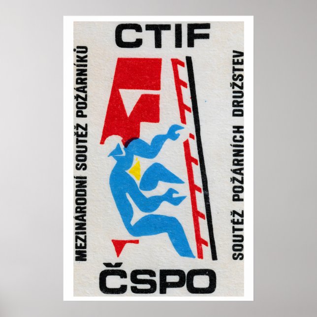 Affiche Firefighter Climbing Ladder - Matchbox Print (Devant)
