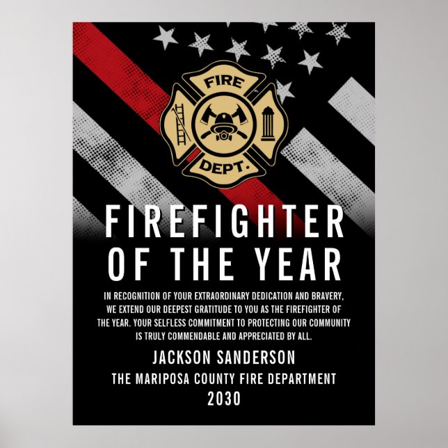 Affiche Firefighter of the Year Employee Recognition Logo (Devant)