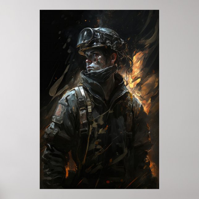 Affiche Firefighter Portrait Imaginaire Peinture Wild Spir (Devant)