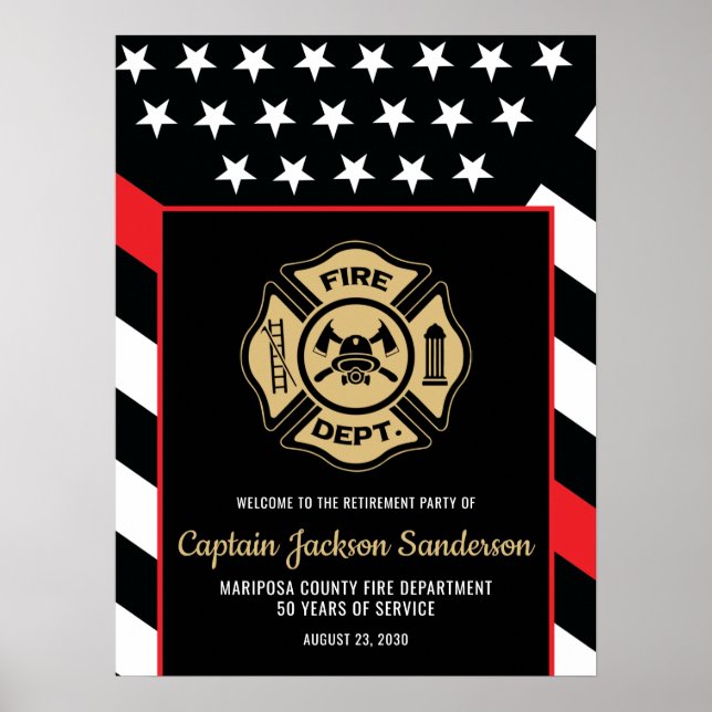 Affiche Fireman Fire Department Firefighter Retirement (Devant)