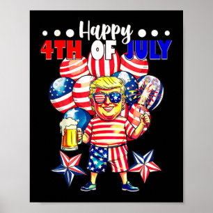 Affiche Fireworks Funny Trump Patriotic American Happy 4e