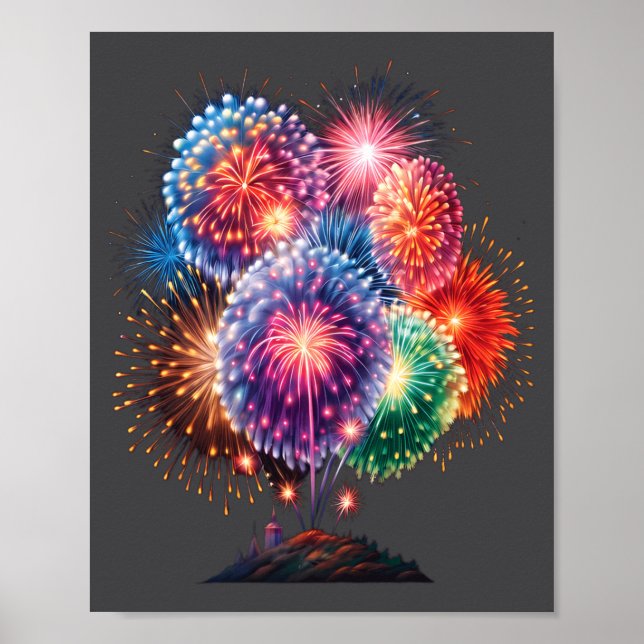 Affiche Fireworks New Year's Eve Party Long Sleeve  (Devant)
