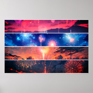 Affiche Fireworks Paysage Photo Collage