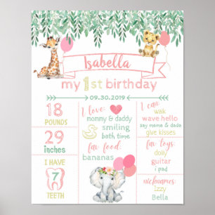 Affiche First Birthday Facts, Baby Animals