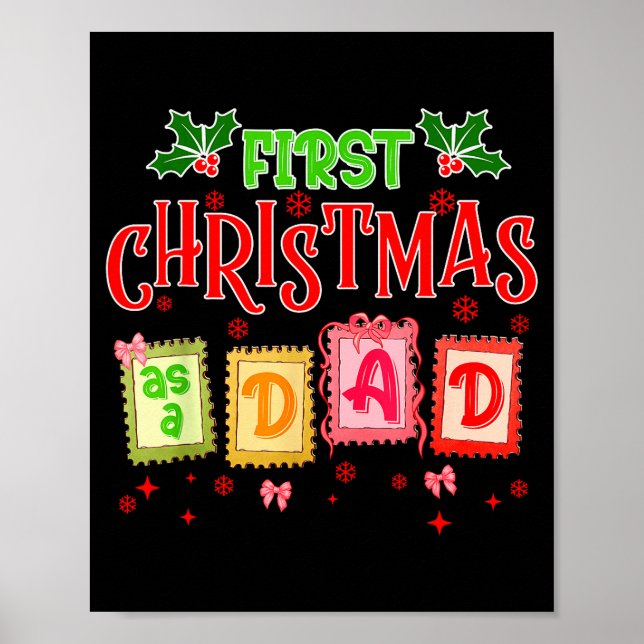 Affiche First Christmas As A Dad 2025 Coquette Bow Matchin (Devant)