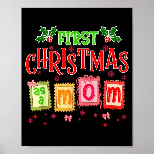 Affiche First Christmas As A Mom 2025 Coquette Bow Matchin (Devant)