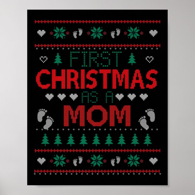 Affiche First Christmas As A Mom Funny Matching Xmas New M (Devant)