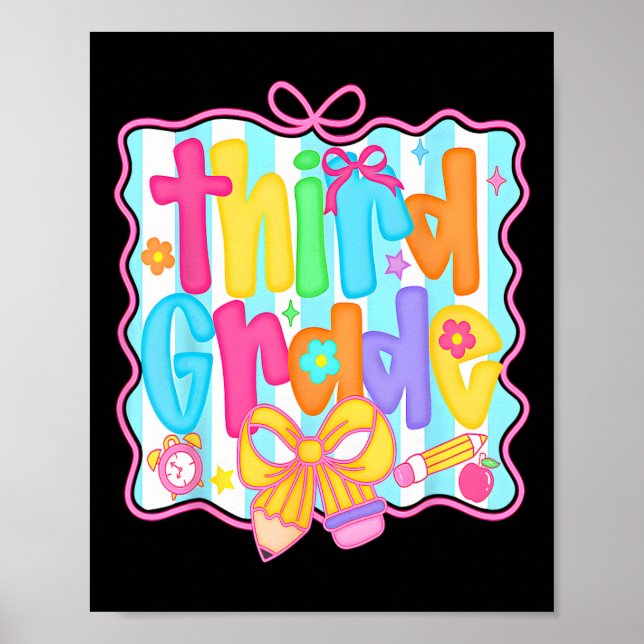 Affiche First Day Of Third Grade Floral Bundle For Teacher (Devant)