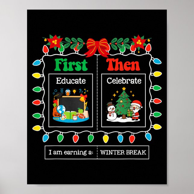 Affiche First Educate Then Celebrate Winter Break Christma (Devant)