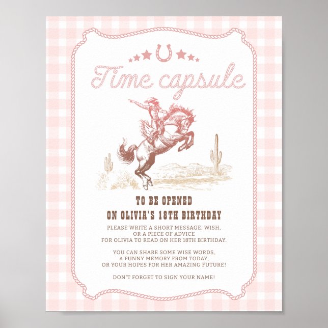 Affiche First Rodeo 1st Birthday Western Time Capsule Sign (Devant)