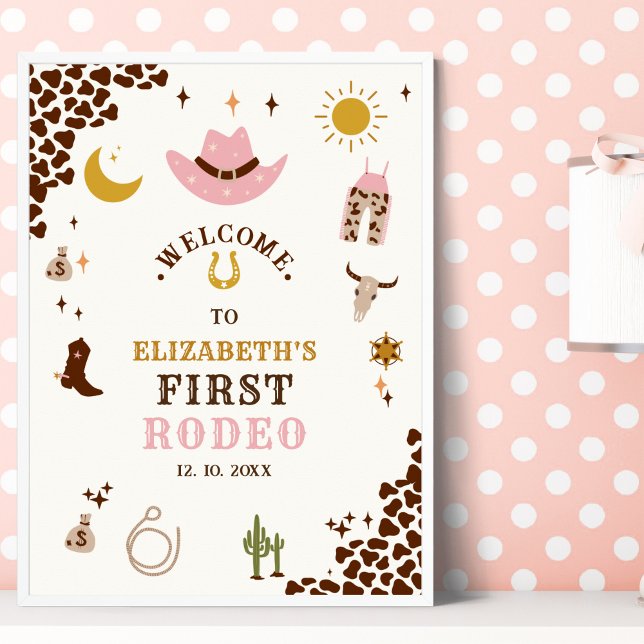 Affiche First Rodeo Birthday Girl, Fun Cowgirl Birthday (Créateur téléchargé)