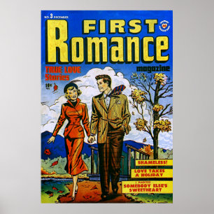 Affiche First Romance Autumn Love Comics Vintage