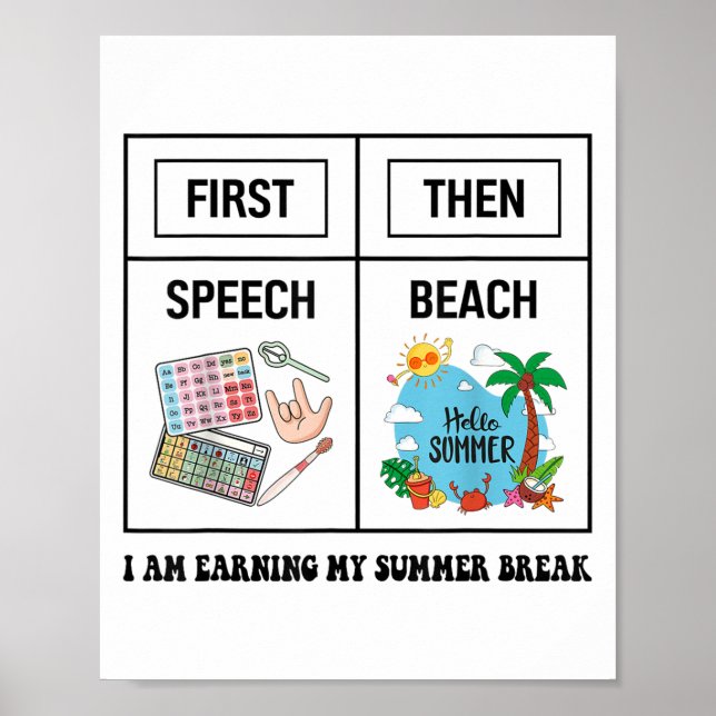 Affiche First Speech Then Beach Funny Speech Therapy Summe (Devant)