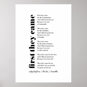 Affiche First They Came by Martin Niemöller