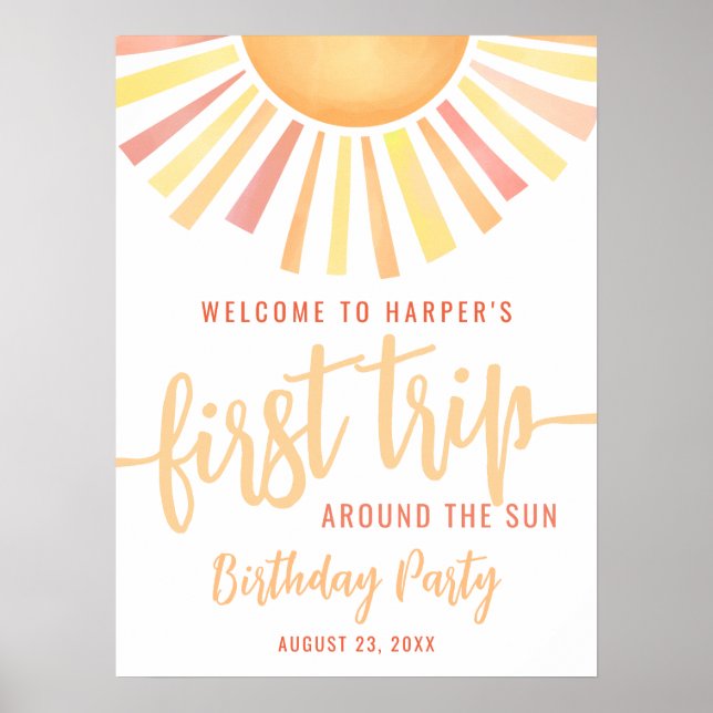 Affiche First Trip Around The Sun 1st Birthday Welcome (Devant)