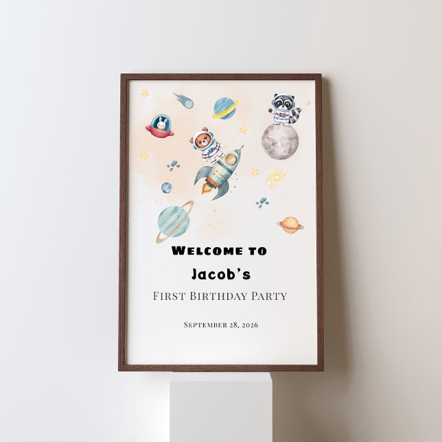 Affiche First Trip Around the Sun birthday welcome sign (Créateur téléchargé)