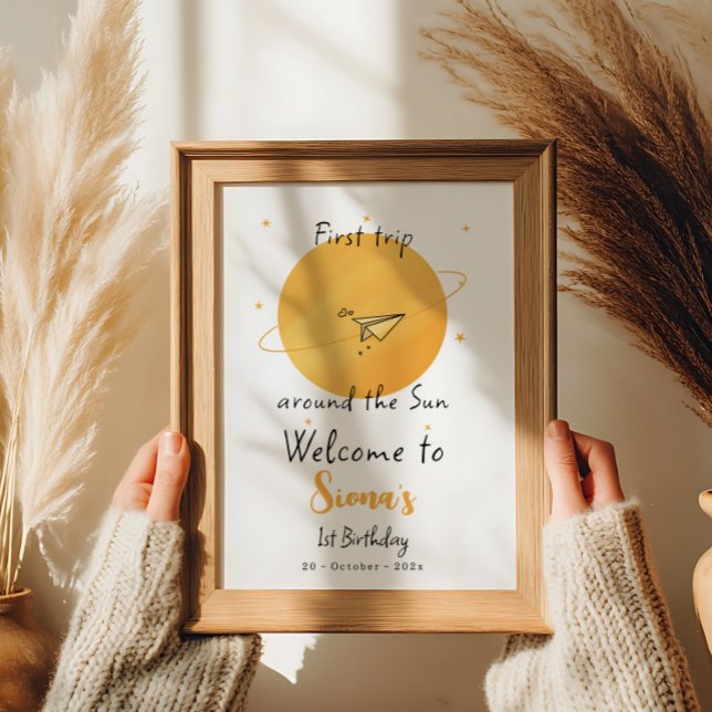 Affiche First Trip Around The Sun Paper Airplane Birthday (Créateur téléchargé)