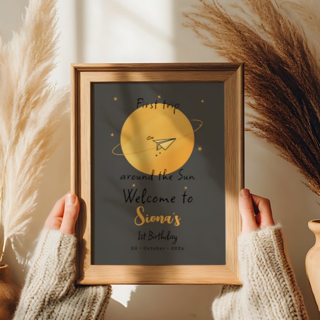 Affiche First Trip Around The Sun Paper Airplane Birthday (Créateur téléchargé)