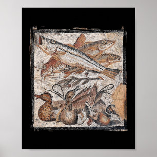 Affiche Fish and ducks Roman mosaic from Pompeii 