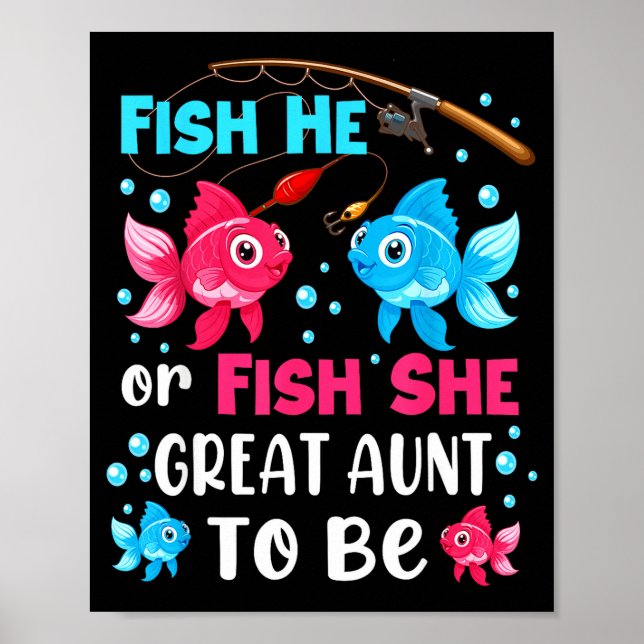 Affiche Fish He Or Fish She Gender Reveal Family Great Aun (Devant)