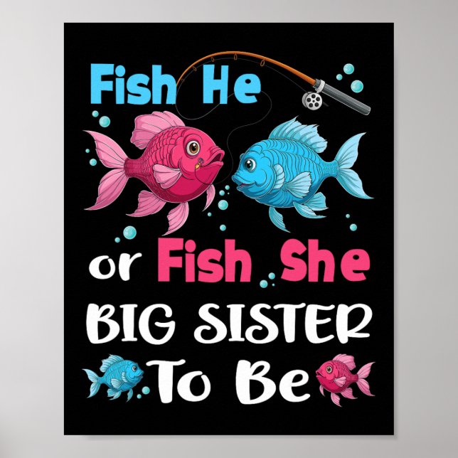 Affiche Fish He Or Fish She Gender Reveal Family Matching  (Devant)