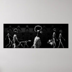 Affiche Fish Tank BKRD X-Ray Skeletons Midnight Stroll B&W