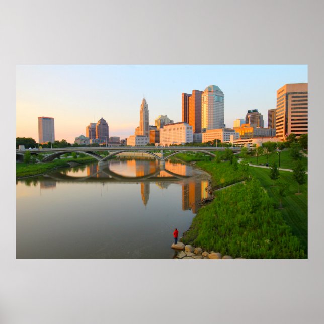Affiche Fisherman and Columbus Skyline, Ohio (Devant)