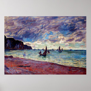 Affiche Fishing Boats by the Beach and the Cliffs