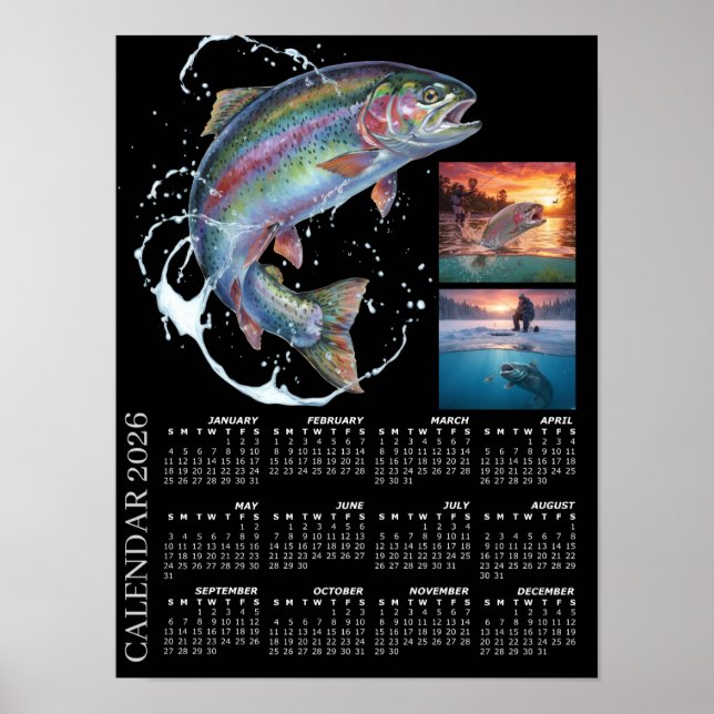 Affiche Fishing Photo Calendar 2026, Fly Fishing, Trout (Devant)
