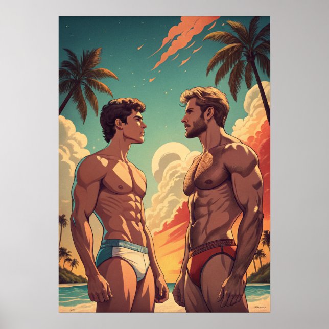 Affiche Fit boys sur la plage (Devant)