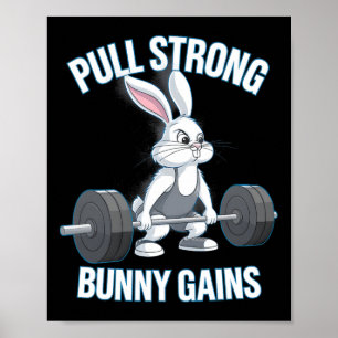 Affiche Fitness Bunny Bodybuilder Tirer de solides gains B