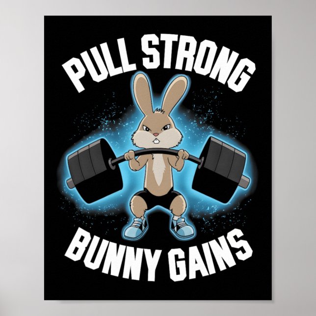Affiche Fitness Bunny Bodybuilder Tirer de solides gains B (Devant)