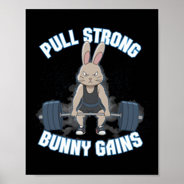 Affiche Fitness Bunny Bodybuilder Tirer de solides gains B (Devant)