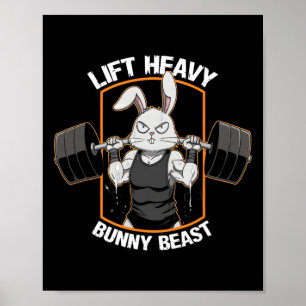 Affiche Fitness Bunny Gym Titans Ascenseur Gros lapin Bête