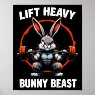 Affiche Fitness Bunny Gym Titans Ascenseur Gros lapin Bête
