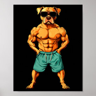 Affiche Fitness chien Bodybuilding Chien