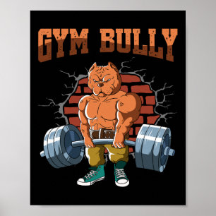 Affiche Fitness Dog Gym Bully Deadlift entraînement