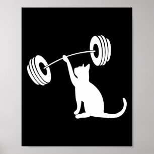 Affiche Fitness drôle Haltères Force Gym Chat Lévage Pour