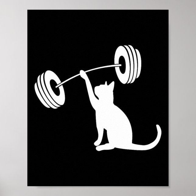 Affiche Fitness drôle Haltères Force Gym Chat Lévage Pour  (Devant)