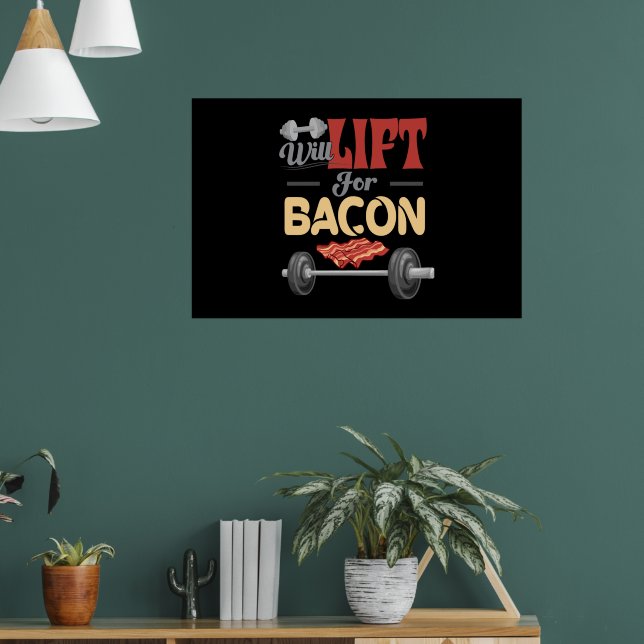Affiche Fitness Lift Pour Bacon Bodybuilder Fun Barbel (Salon 1)