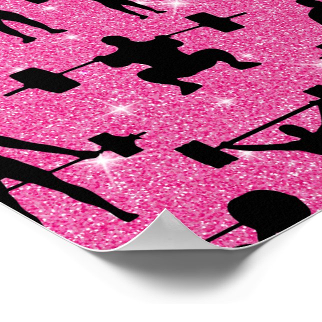 Affiche Fitness Workout Gym Sport Pink Glitter (Coin)