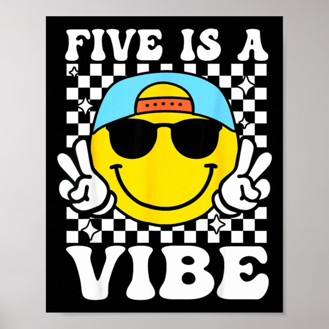 Affiche Five Is A Vibe 5th Birthday Groovy Boys Girls 5 Ye (Devant)