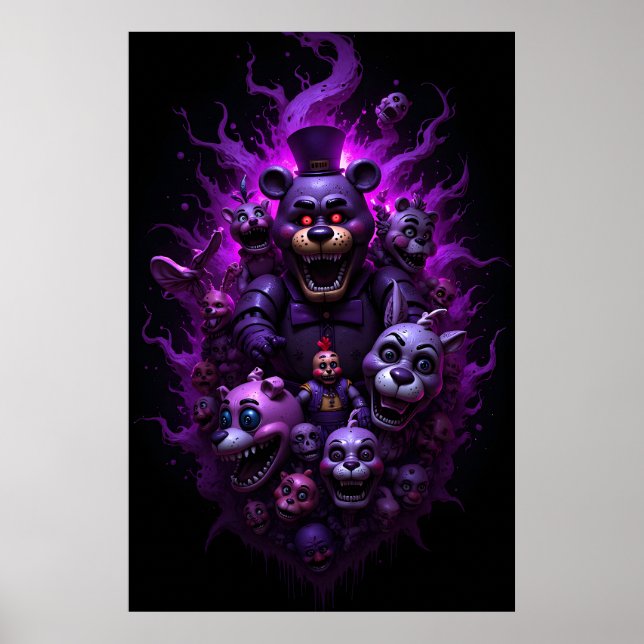 Affiche Five Nights at Freddys Animatronics with Purple  (Devant)