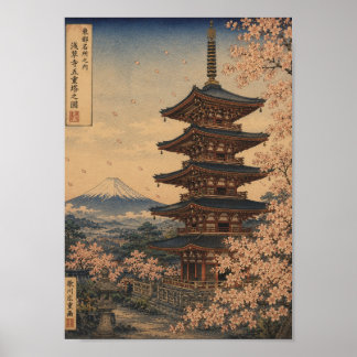 Affiche Five-Storied Pagoda in Spring