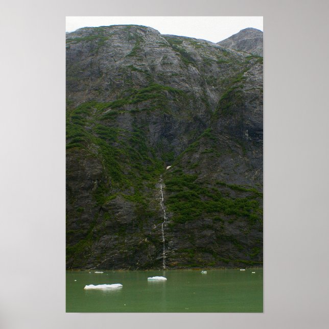 Affiche Fjord d'Alaska - Falaises, Cascade et Glace (Devant)