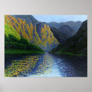 Affiche Fjord norvégien approchant du coucher du soleil